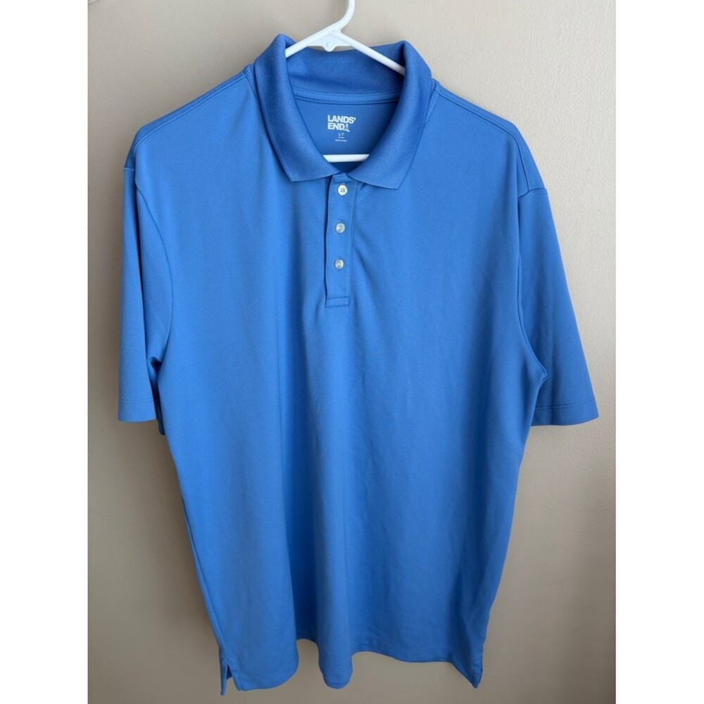 Lands End Men’s LT Large Tall polo golf shirt short sleeve blue polyester